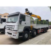 HOWO 8X4 Truck Mounted Crane 14 Ton Telescopic Knuckle Boom Crane Truck with Rear Ladder