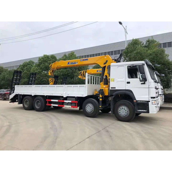 HOWO 8X4 Truck Mounted Crane 14 Ton Telescopic Knuckle Boom Crane Truck with Rear Ladder